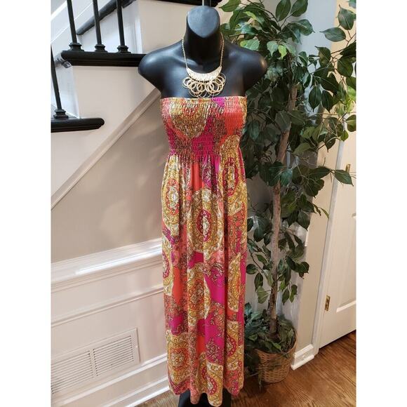 Voll Women's Multicolor Polyester Off The Shoulder Casual Long Maxi Dress Small - Picture 1 of 10